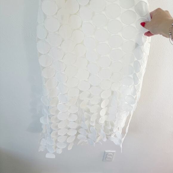 NWT Selfie Leslie Circle Lace Trim Fringe White Halter Dress Sz L - Picture 4 of 8